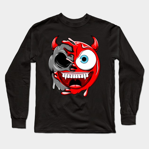 Devil Zombie Emoji Long Sleeve T-Shirt by D3monic